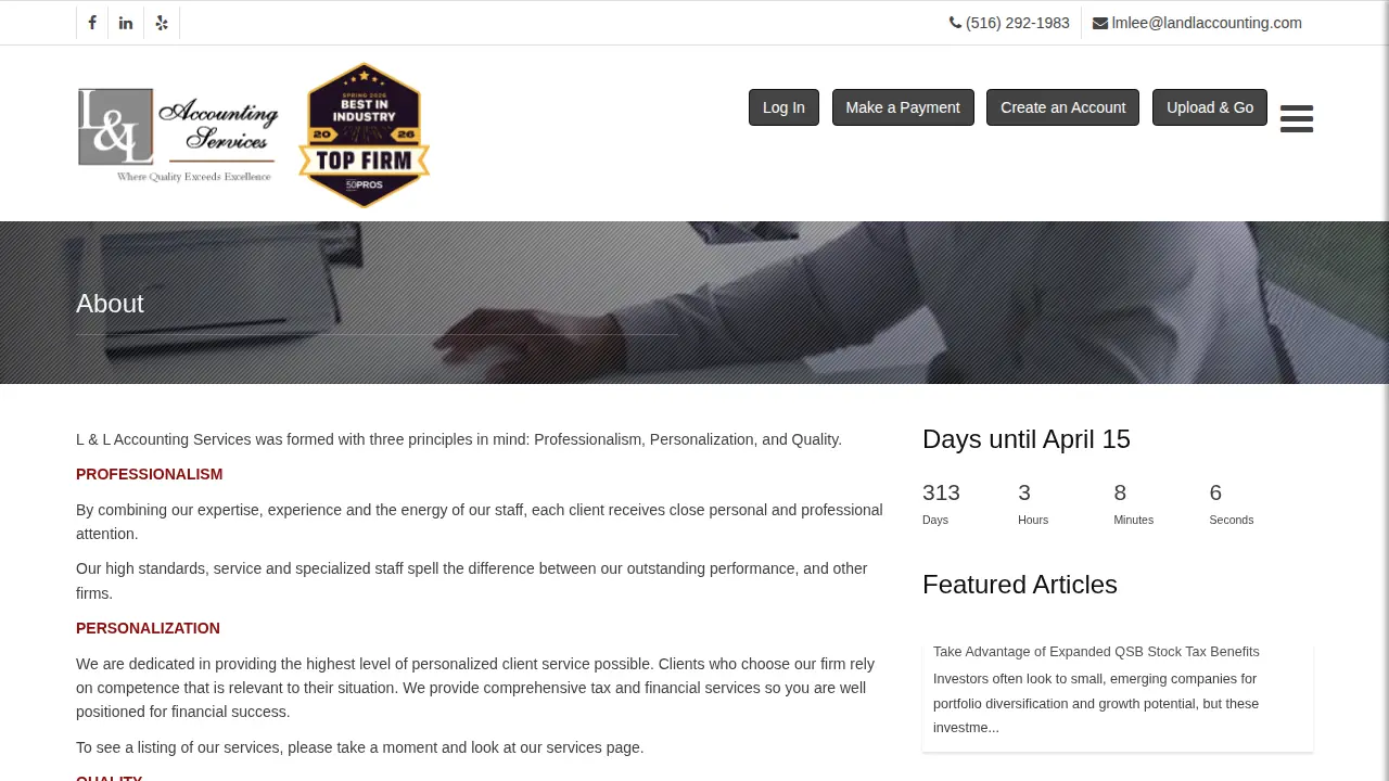 L & L Accounting Services page