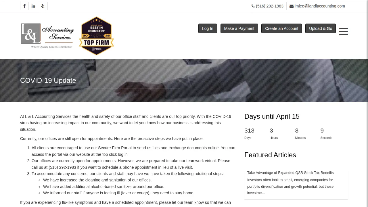 L & L Accounting Services page