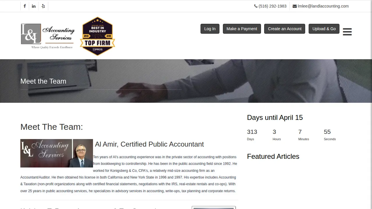 L & L Accounting Services page