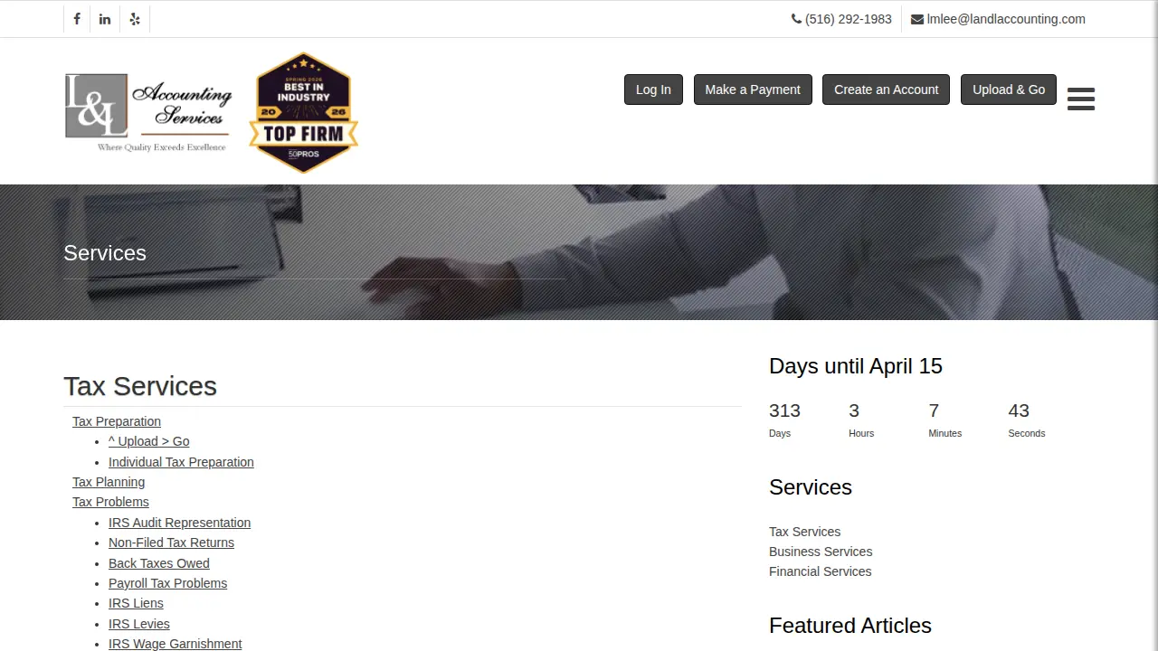 L & L Accounting Services page