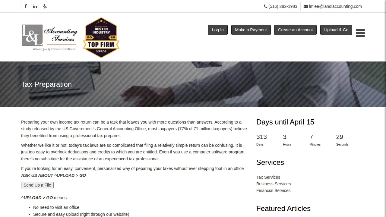 L & L Accounting Services page