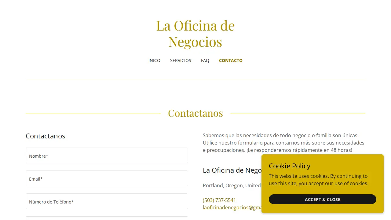 La Oficina de Negocios page