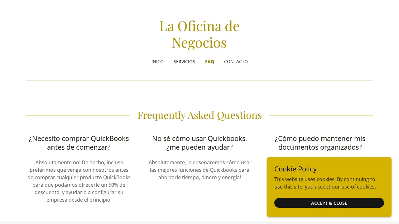 La Oficina de Negocios page
