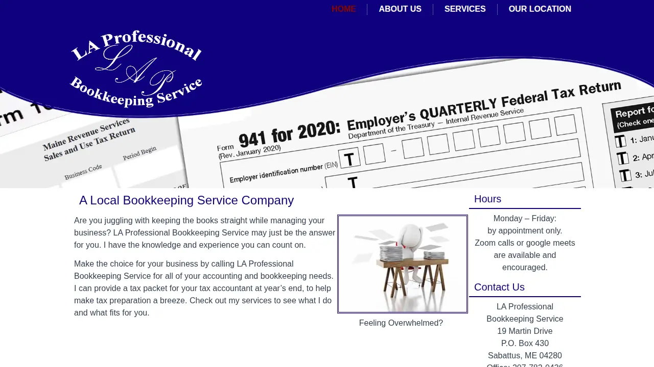 L A Professional Bookkeeping page