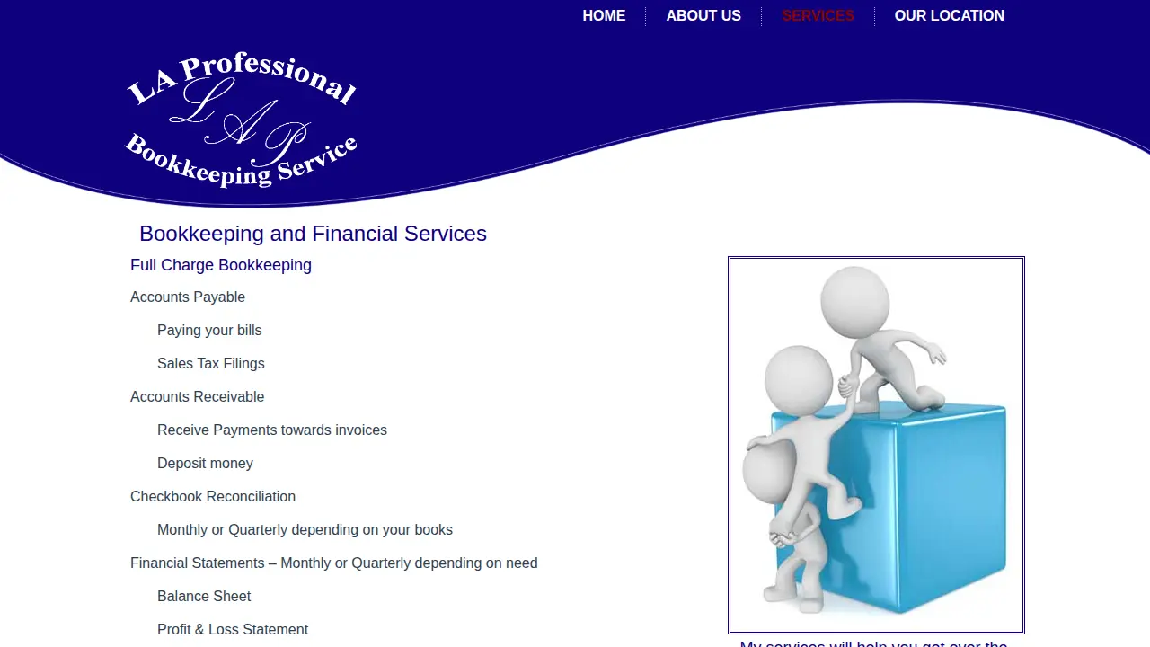 L A Professional Bookkeeping page