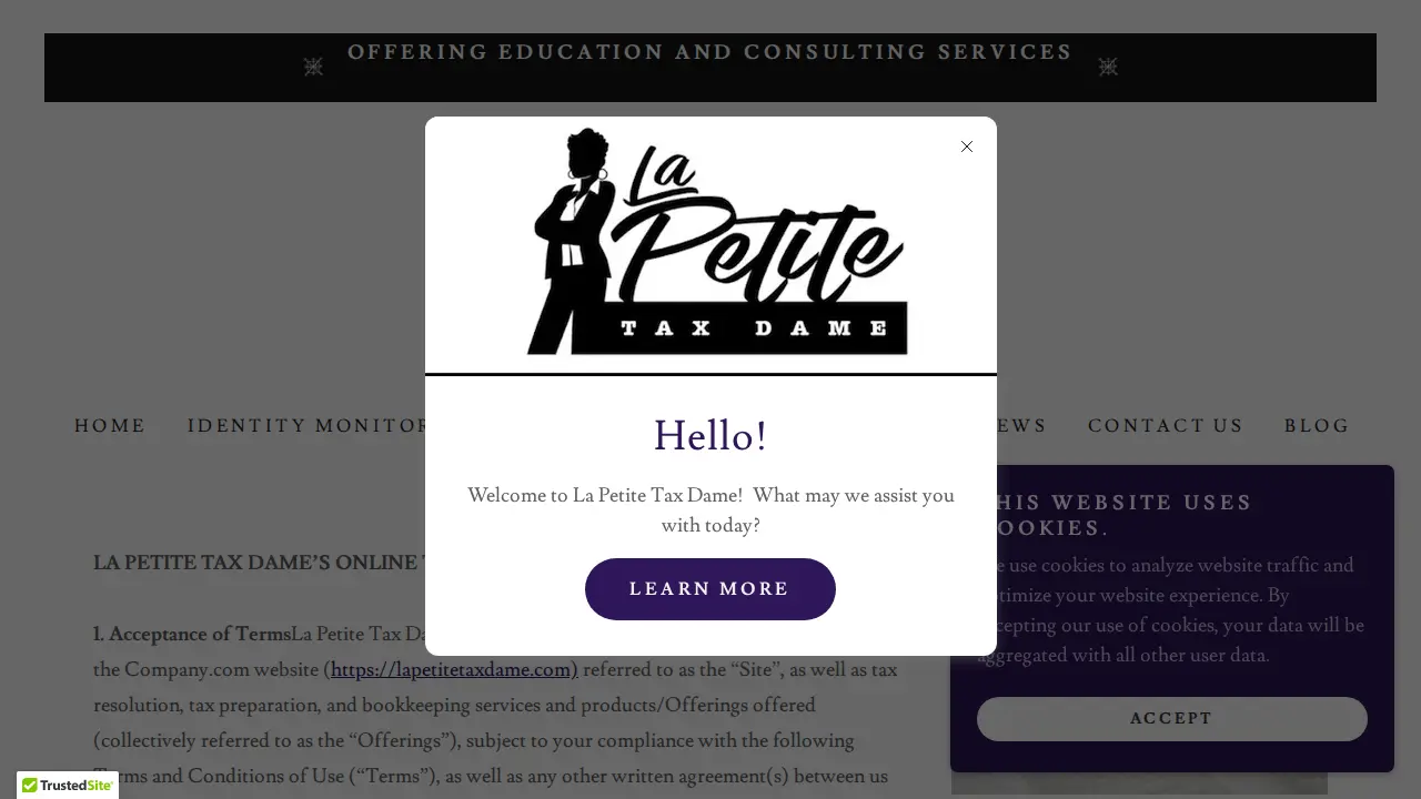 La Petite Tax Dame page