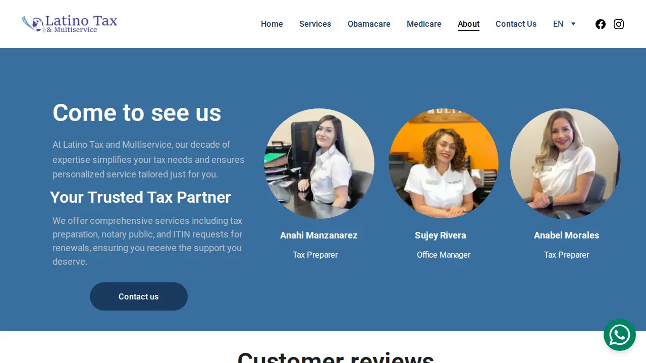 Latino Tax & Multiservice page