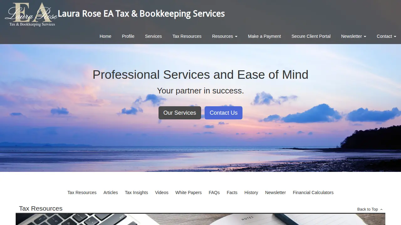 Laura Rose EA Tax and Bookkeeping Services page