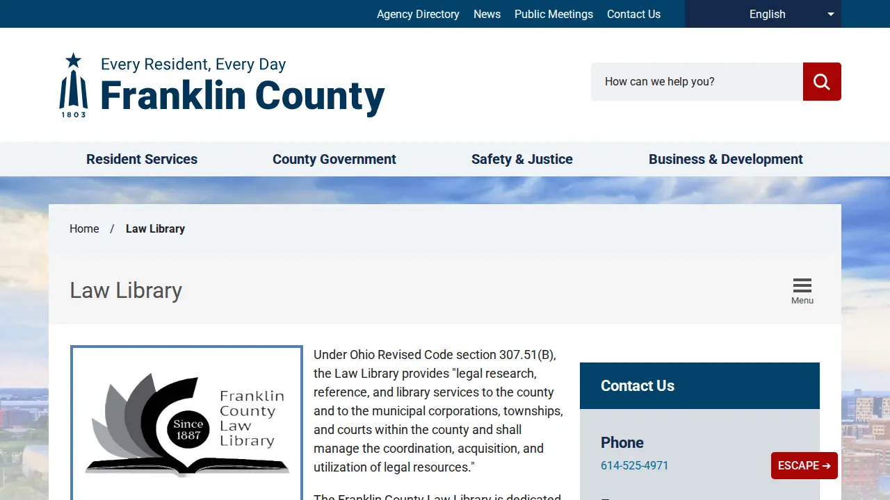 Franklin County Law Library website