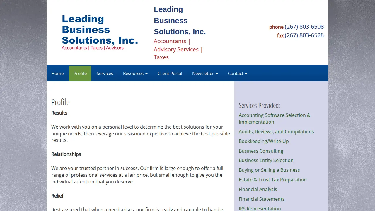 Leading Business Solutions, Inc page