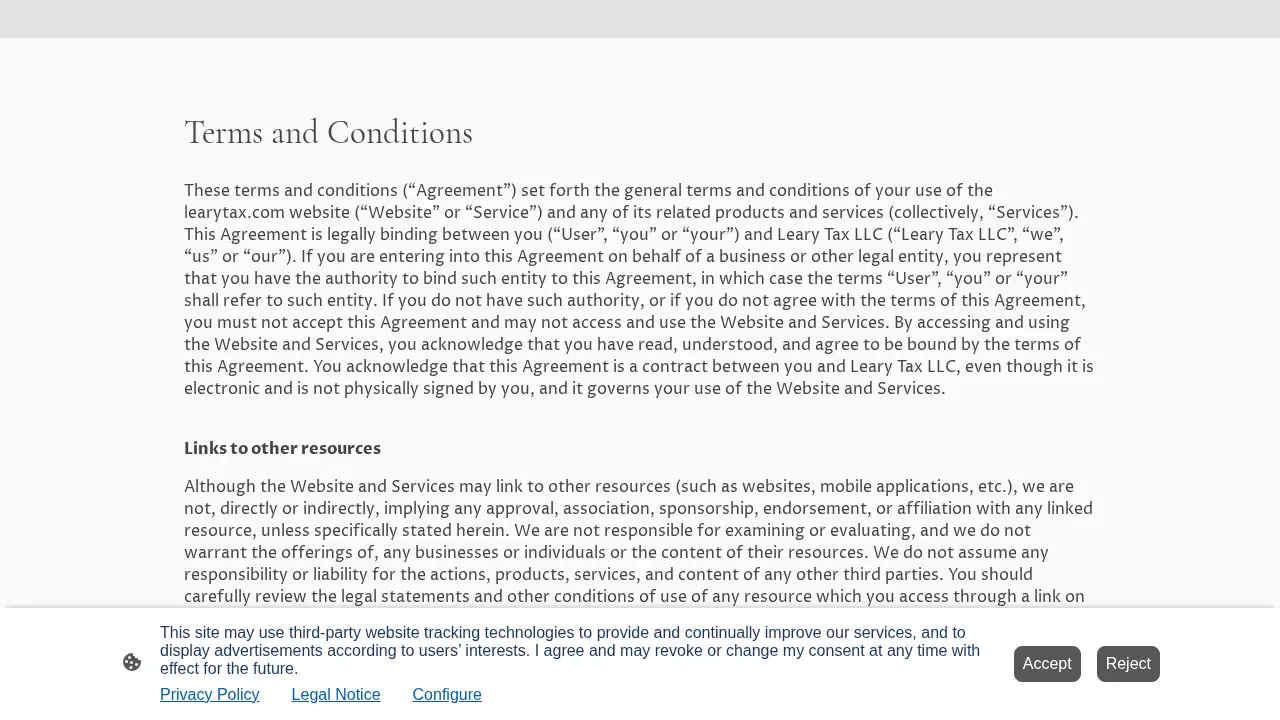 Leary Tax LLC page