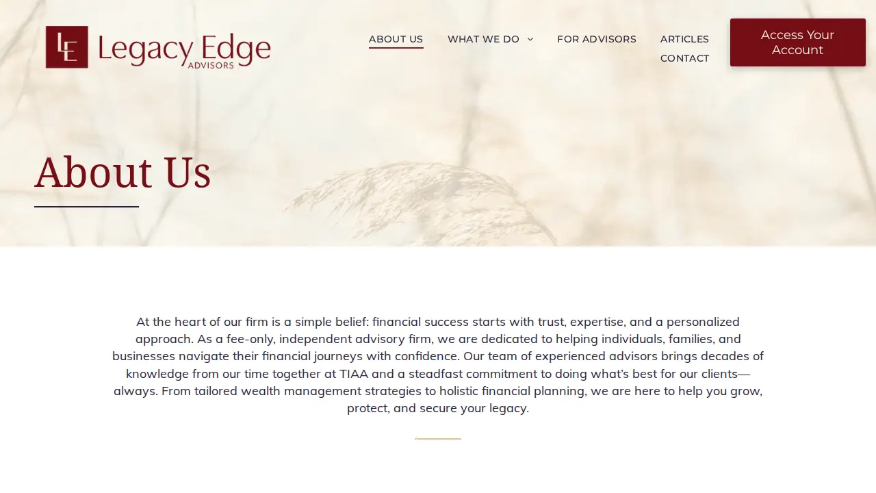 Legacy Edge Advisors page
