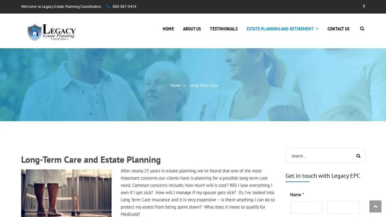 Legacy Estate Planning Coordinators page