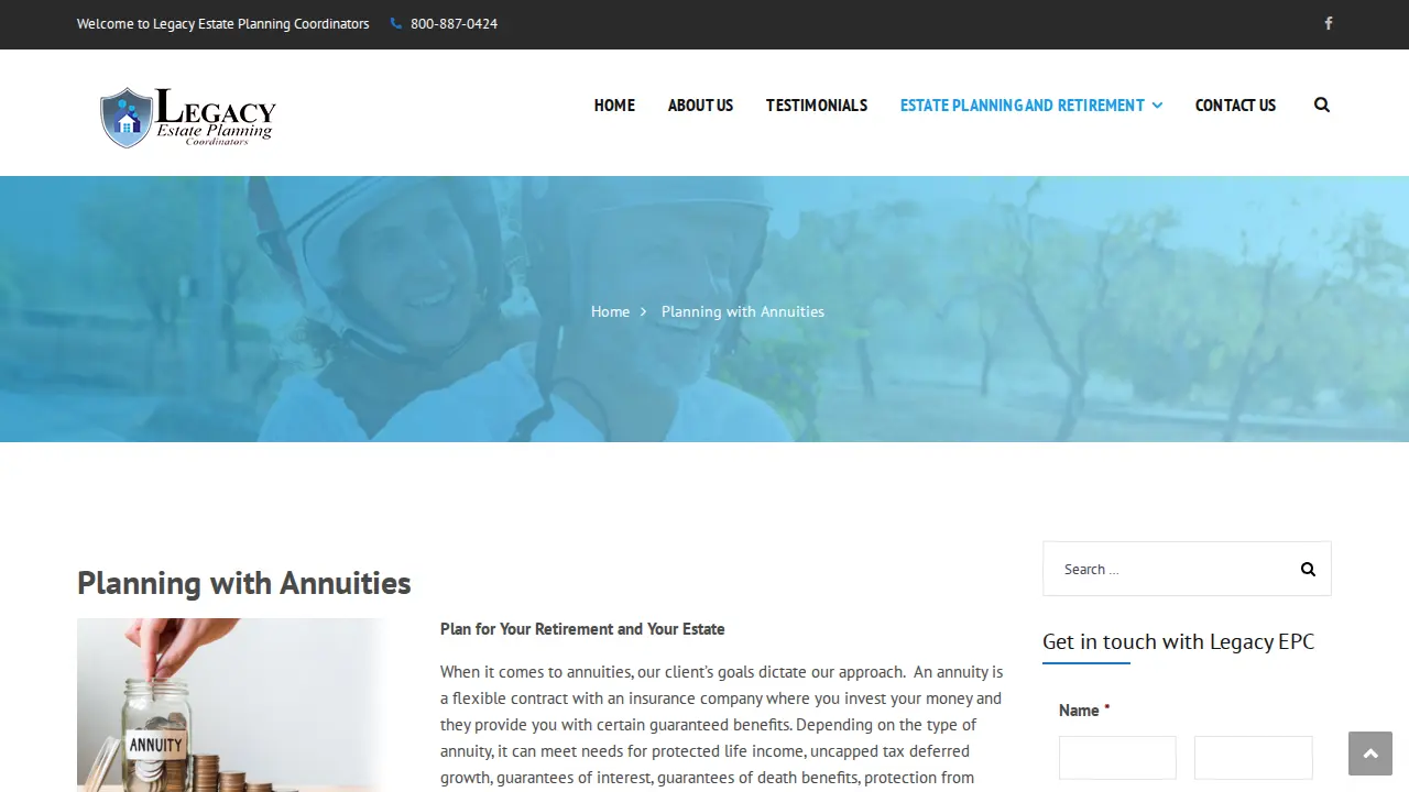 Legacy Estate Planning Coordinators page