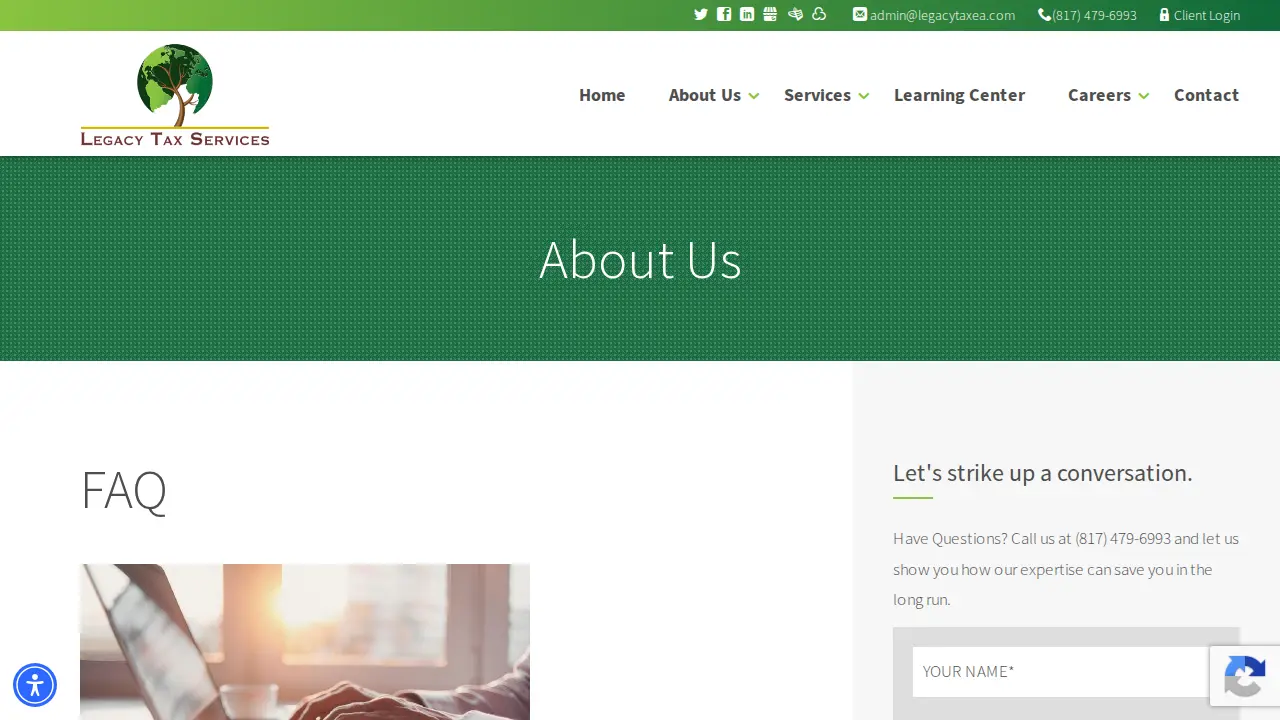 Legacy Tax Services page