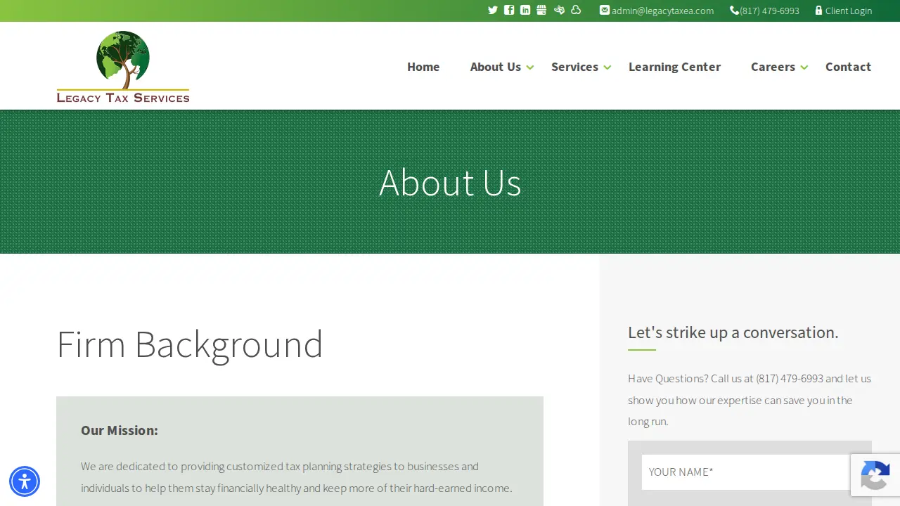 Legacy Tax Services page