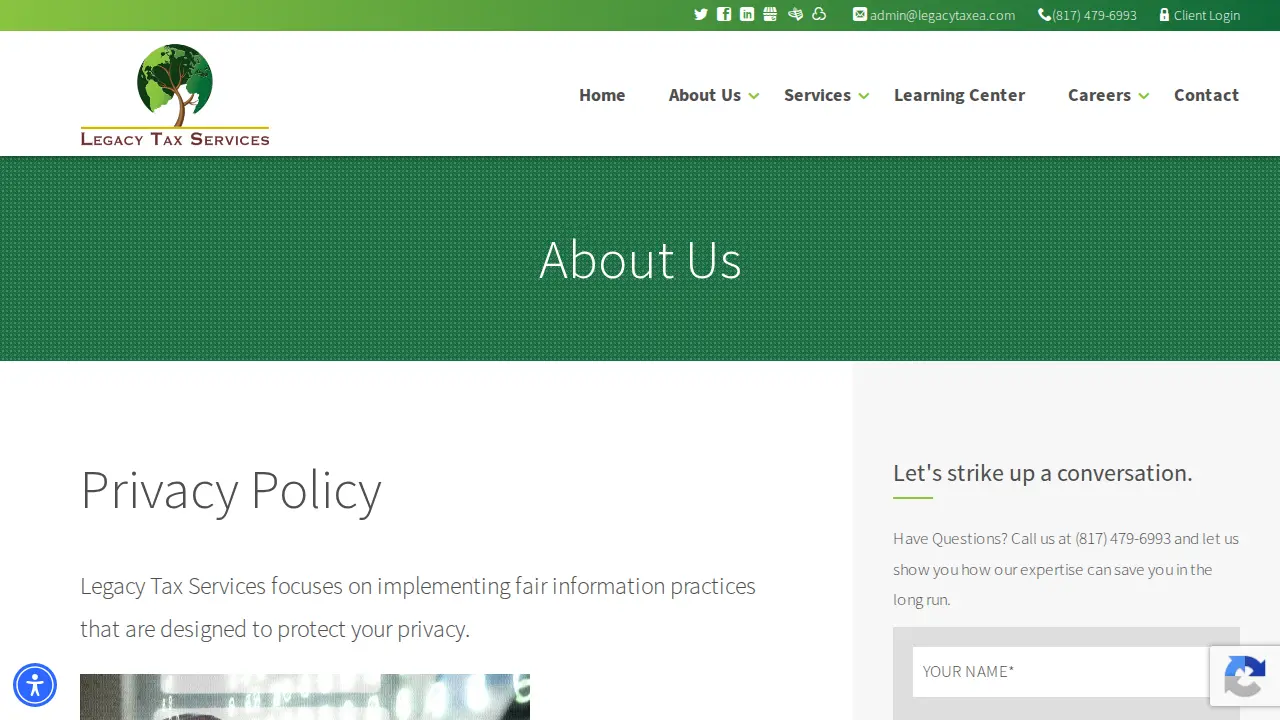Legacy Tax Services page