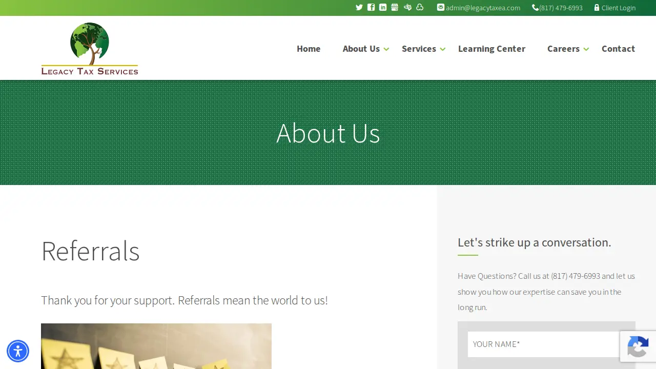 Legacy Tax Services page