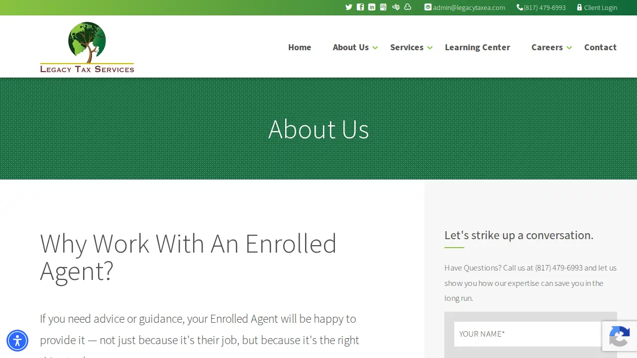 Legacy Tax Services page