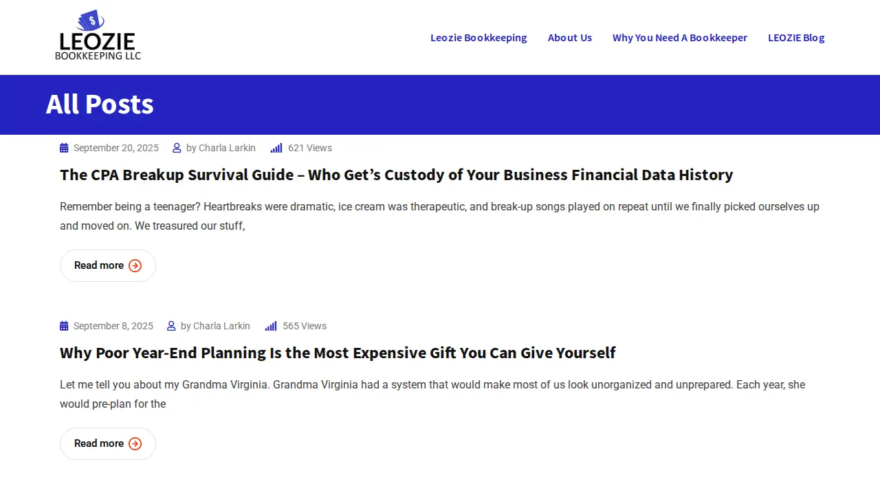 LEOZIE Bookkeeping LLC page
