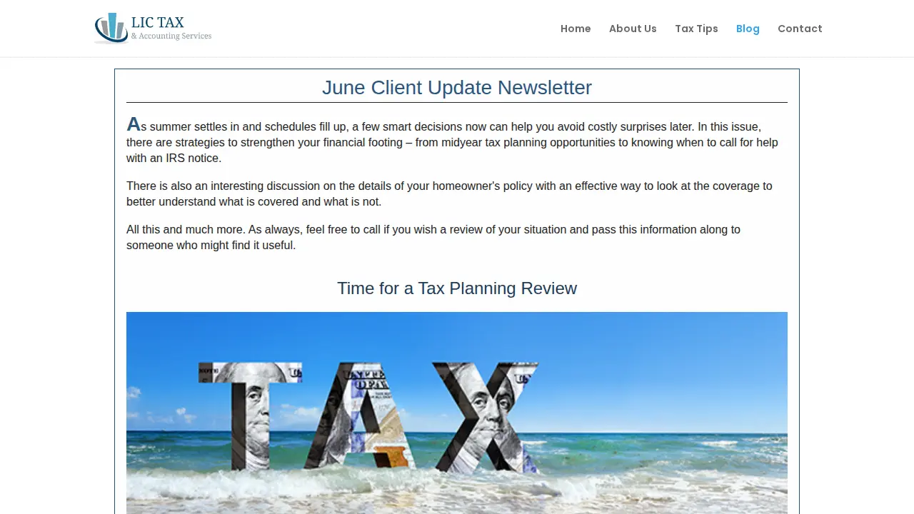 LIC Tax & Accounting Services page