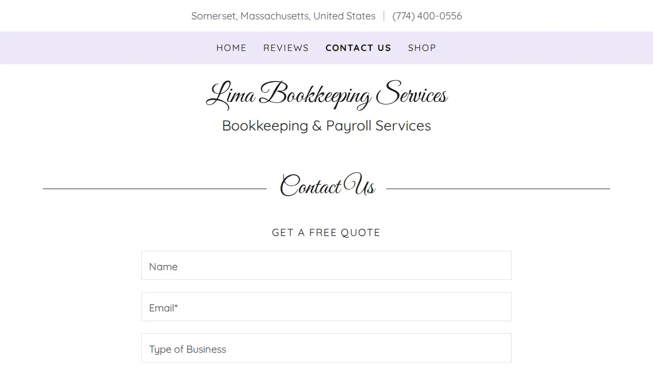 Lima Bookkeeping Services page