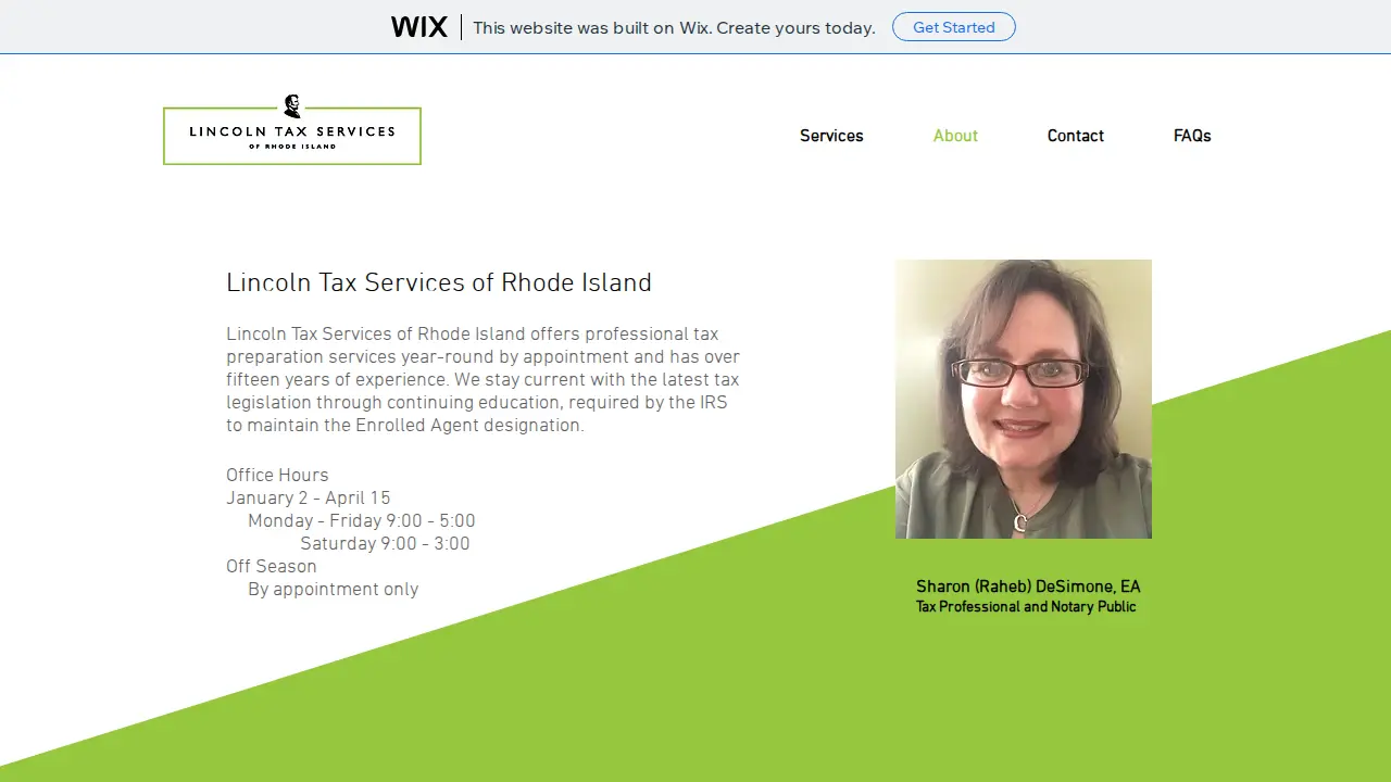 Lincoln Tax Services of RI page