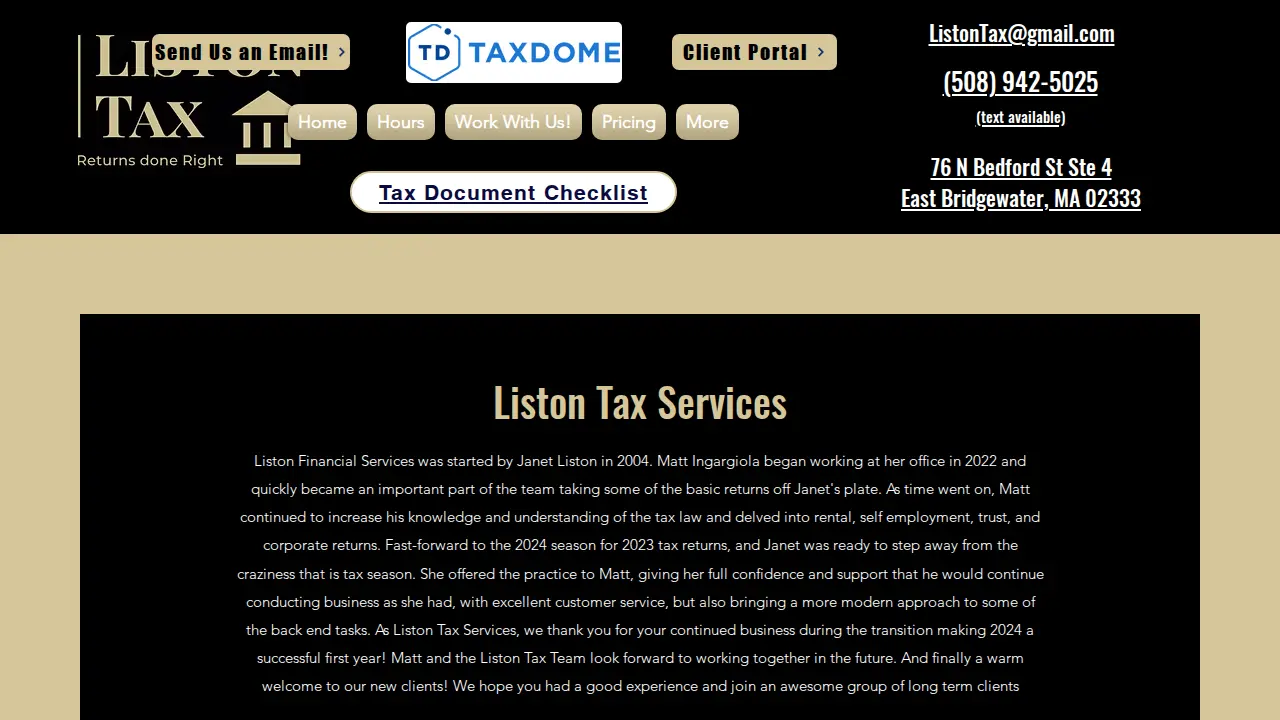 Liston Tax Services (Previously Liston Financial) page