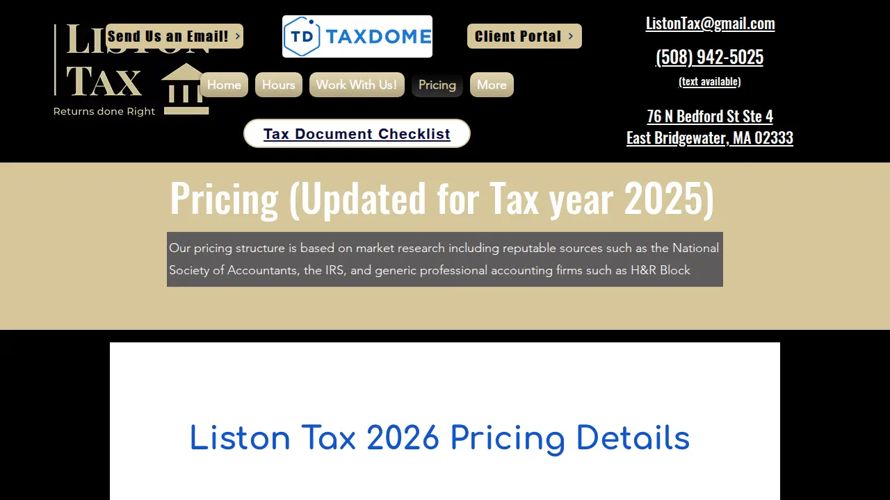 Liston Tax Services (Previously Liston Financial) page