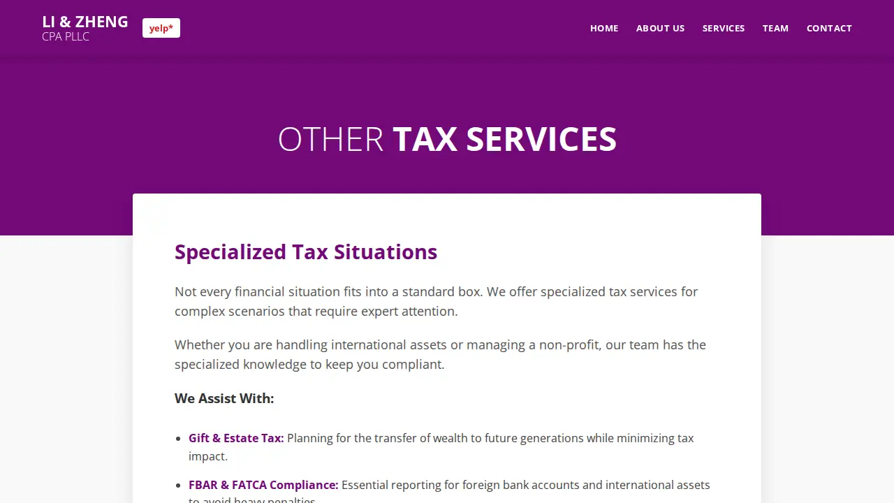 Li & Zheng CPA PLLC page