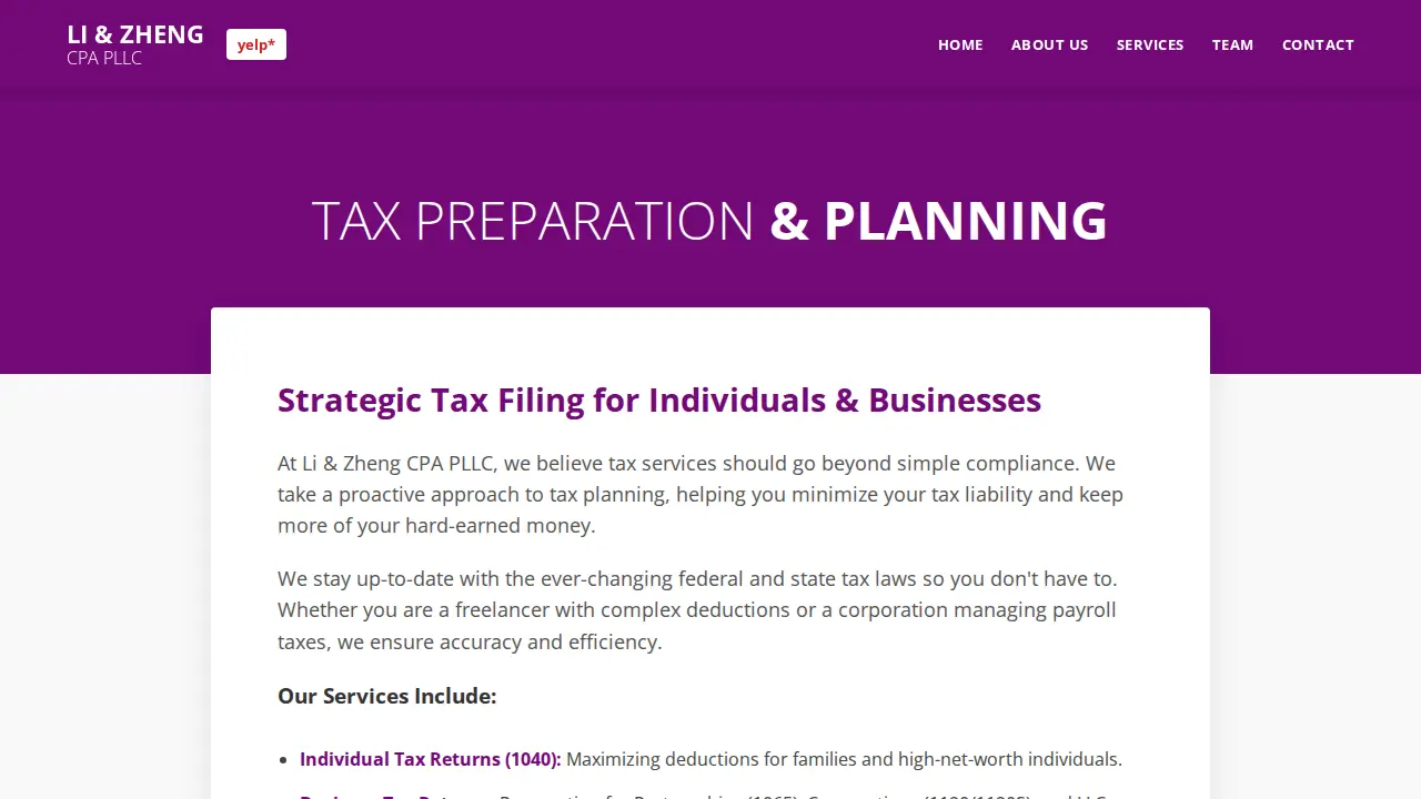 Li & Zheng CPA PLLC page