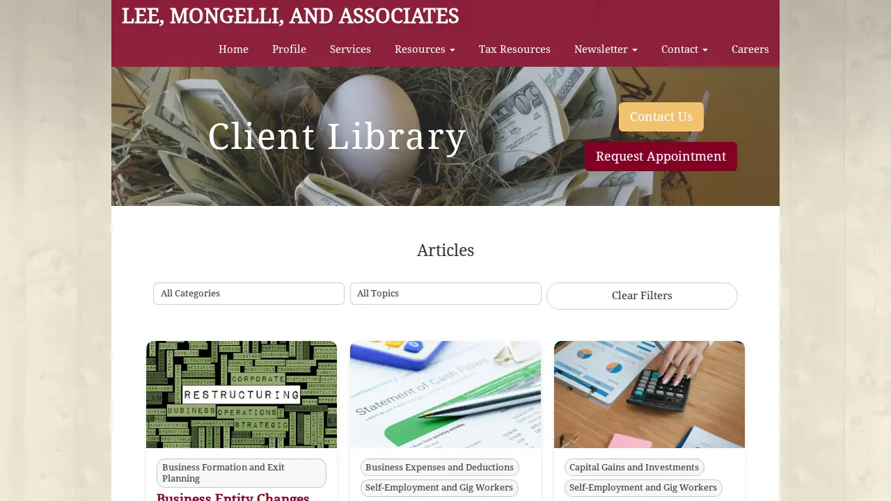 Lee, Mongelli & Associates page
