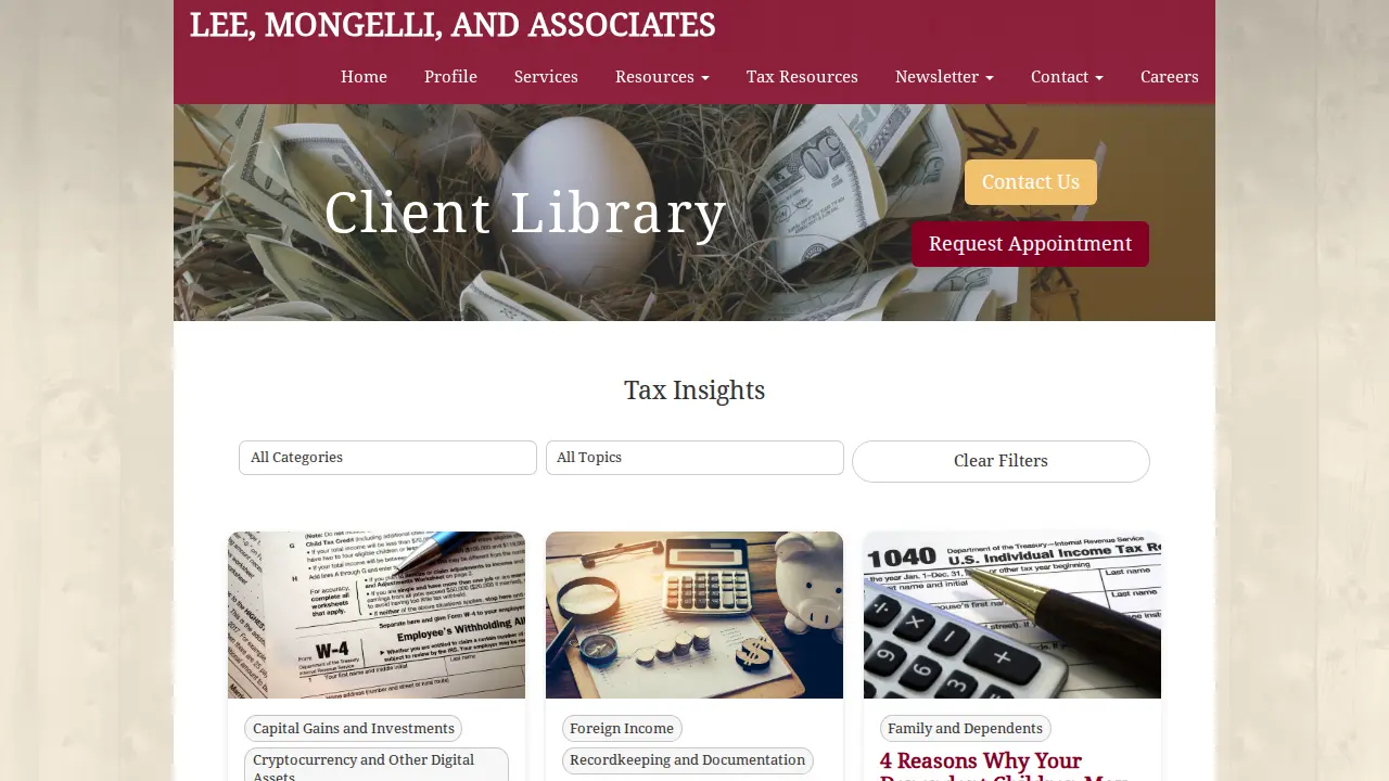 Lee, Mongelli & Associates page