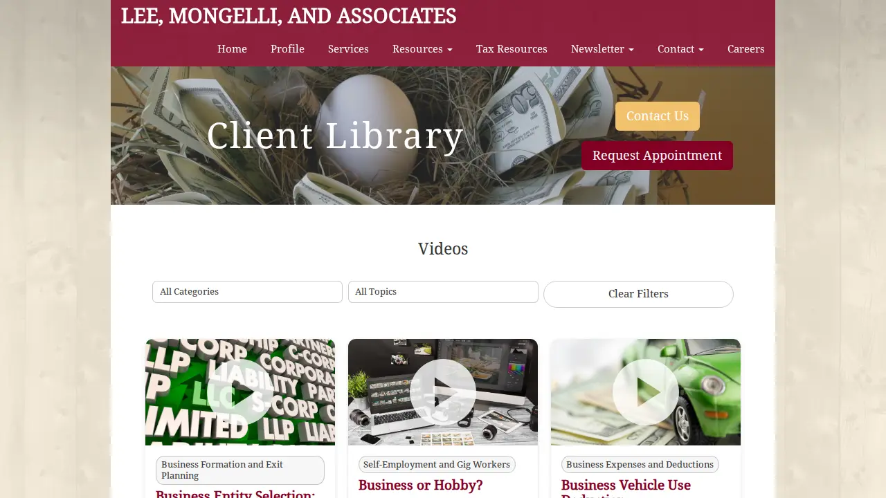 Lee, Mongelli & Associates page