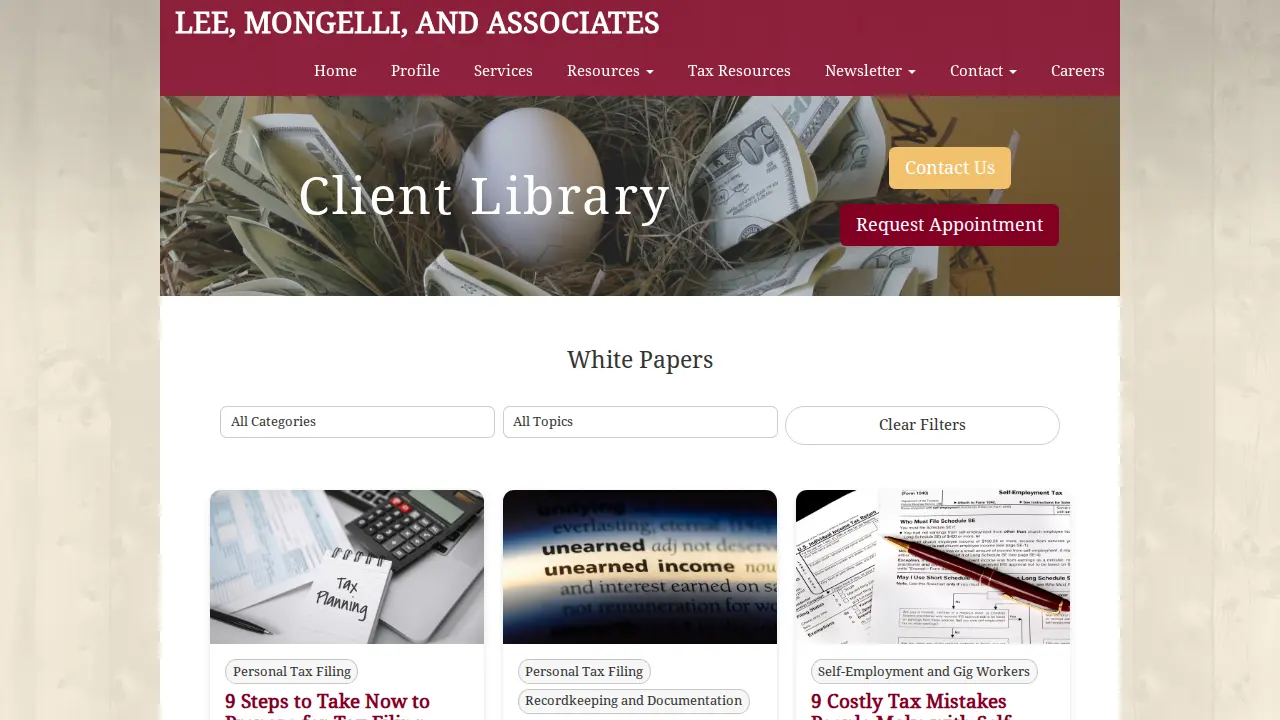 Lee, Mongelli & Associates page