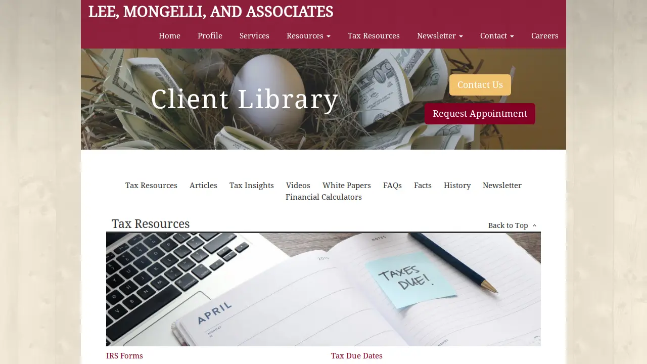 Lee, Mongelli & Associates page
