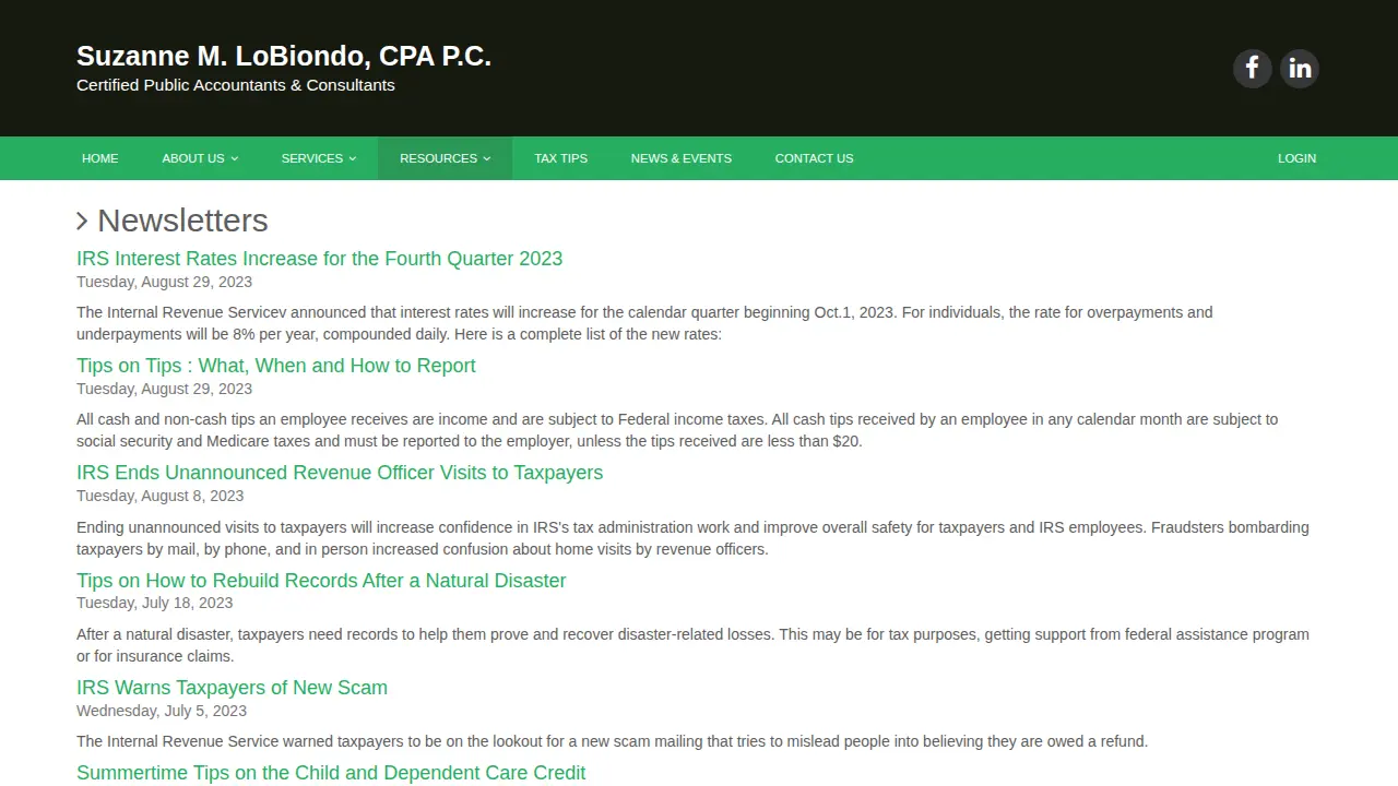 Suzanne M. LoBiondo, CPA PC page