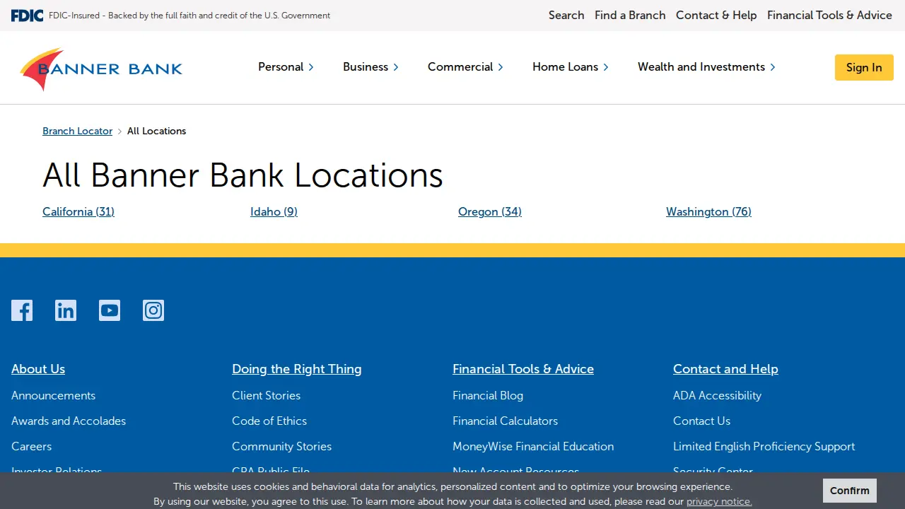 Banner Bank page