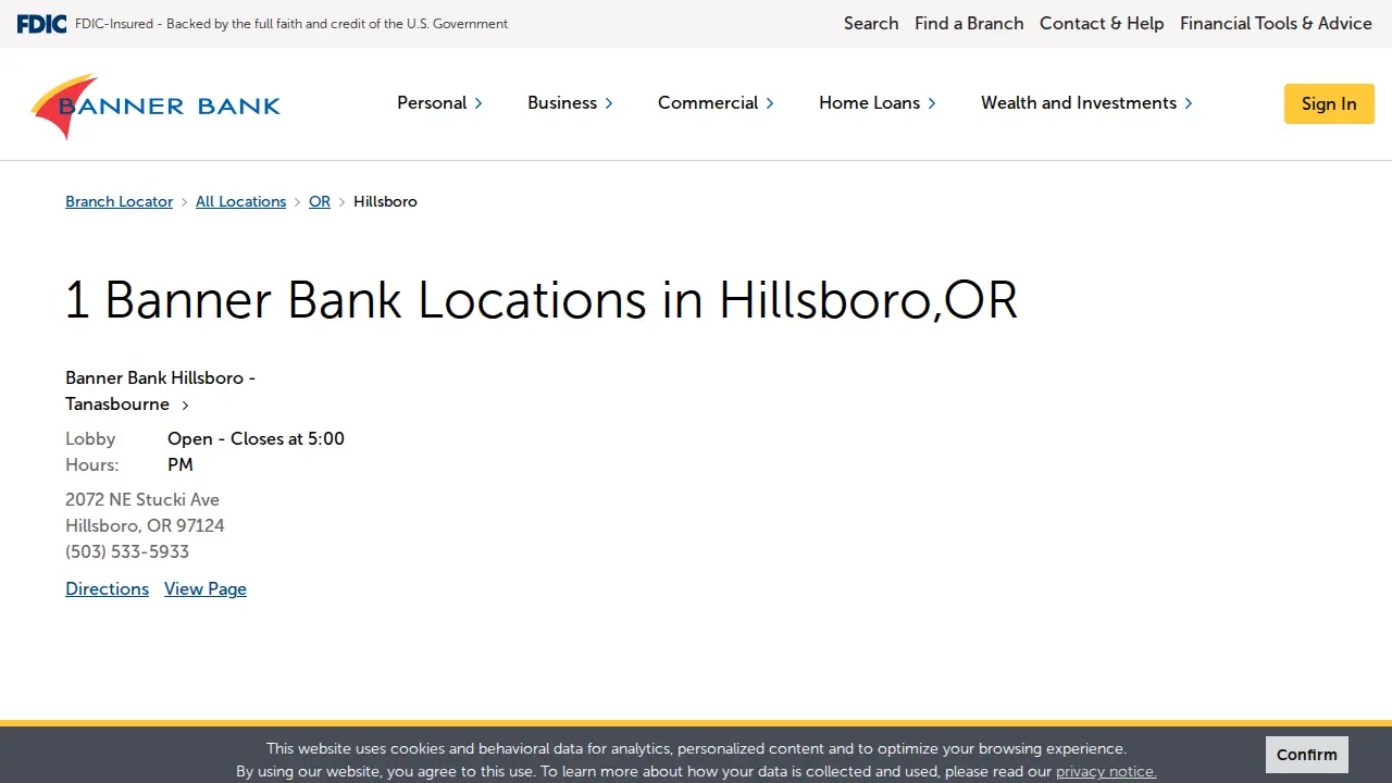 Banner Bank page