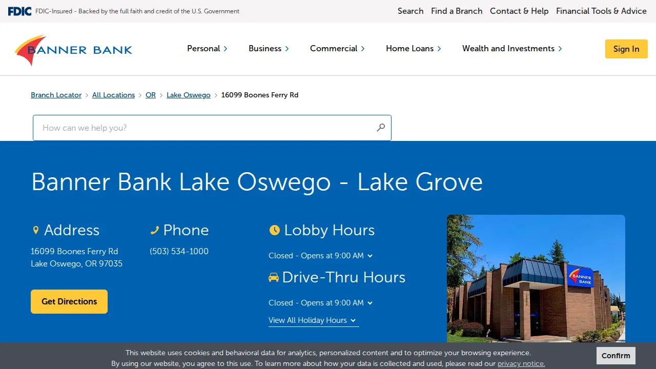 Banner Bank page