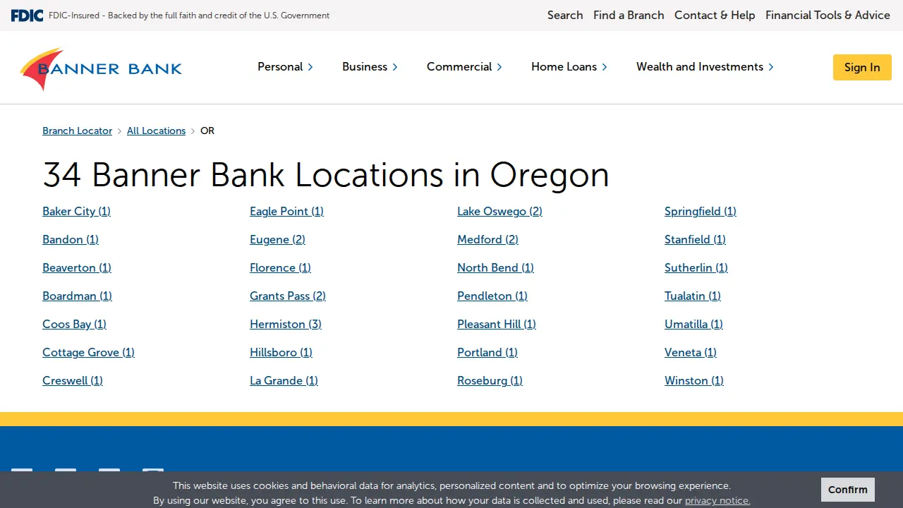 Banner Bank page