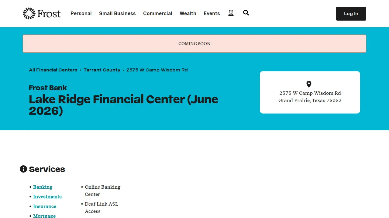 Frost Bank page
