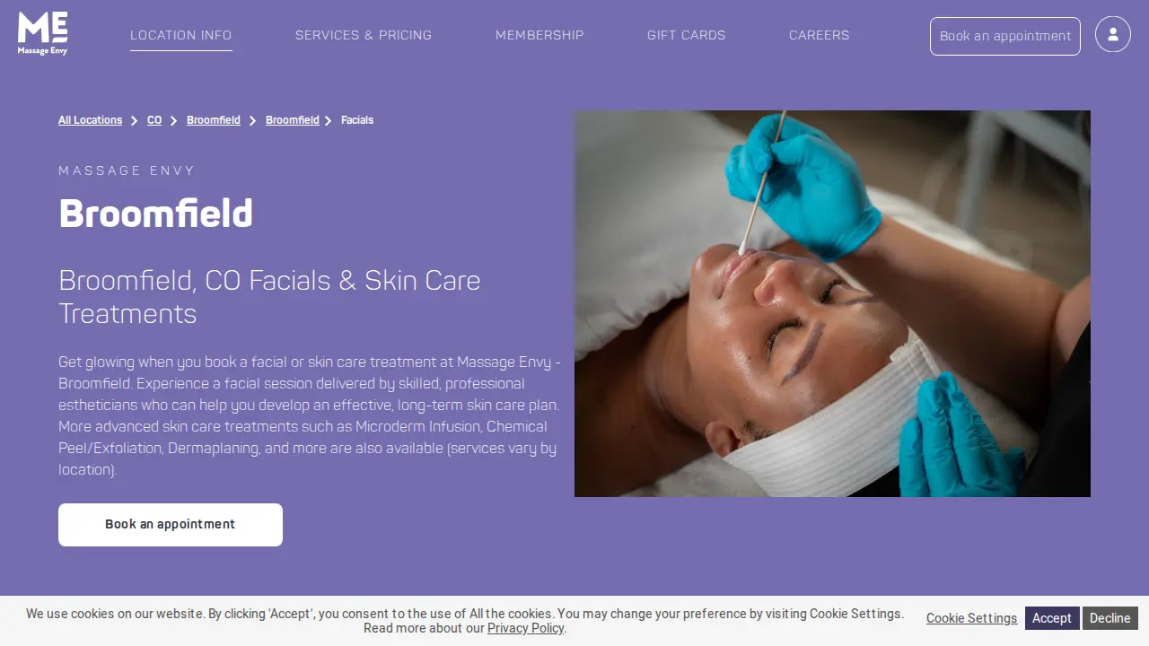 Massage Envy page