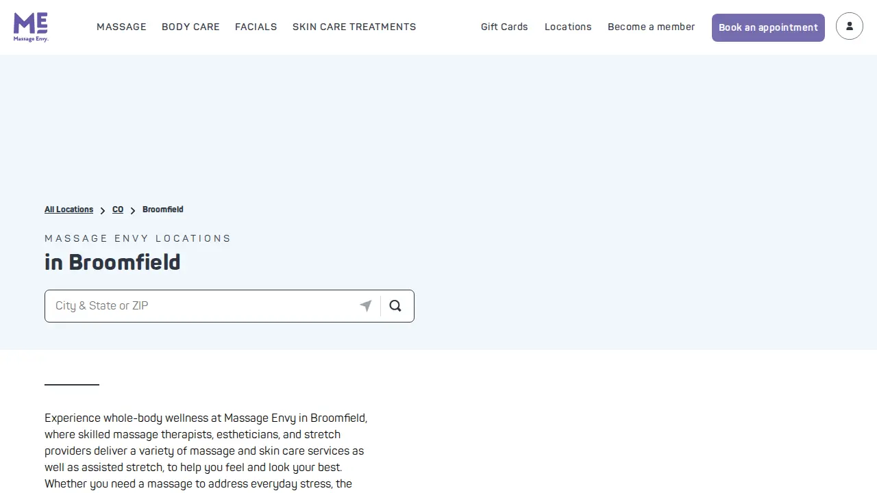 Massage Envy page