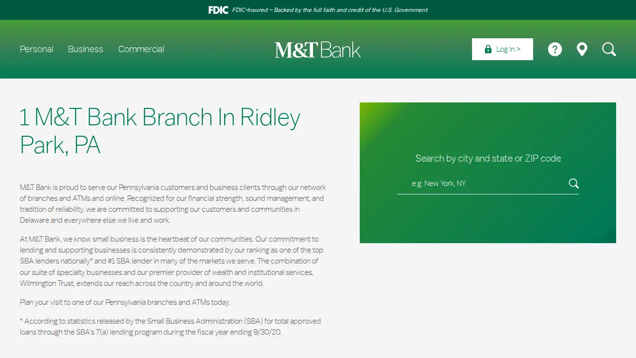 M&T Bank page