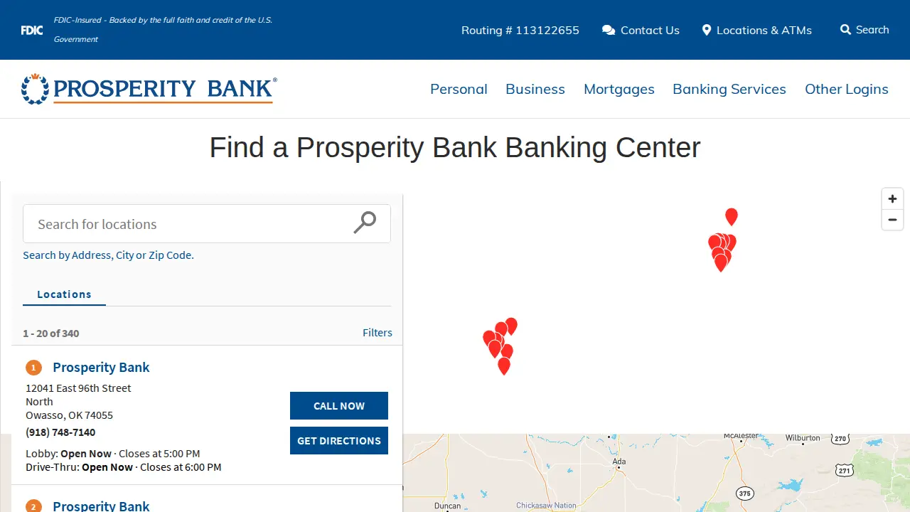 Prosperity Bank page