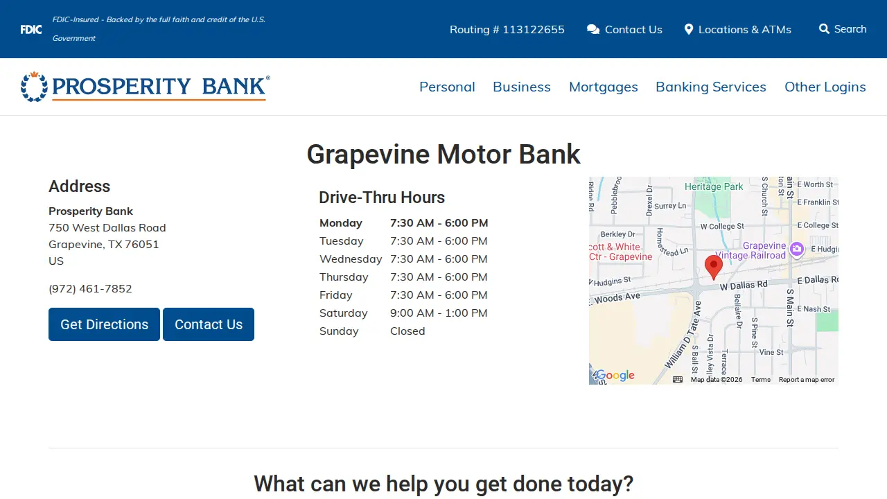 Prosperity Bank page