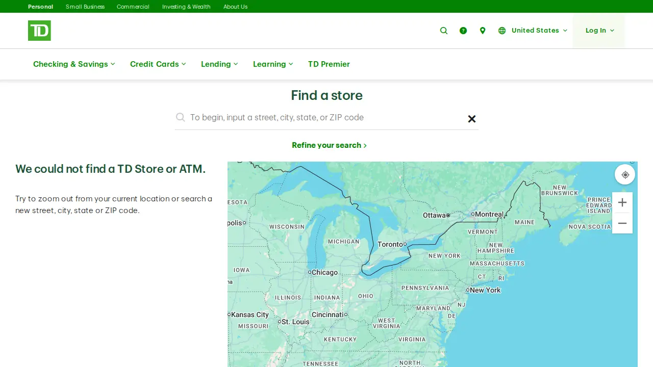 TD Bank page