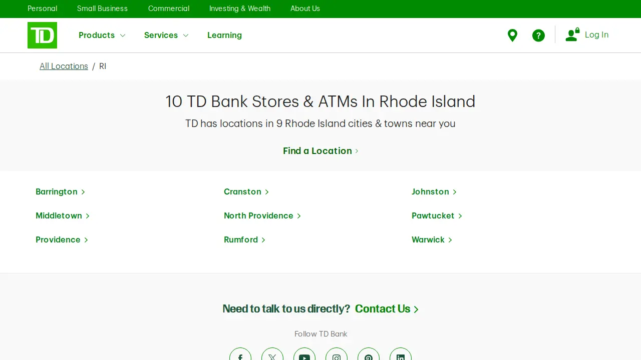 TD Bank page