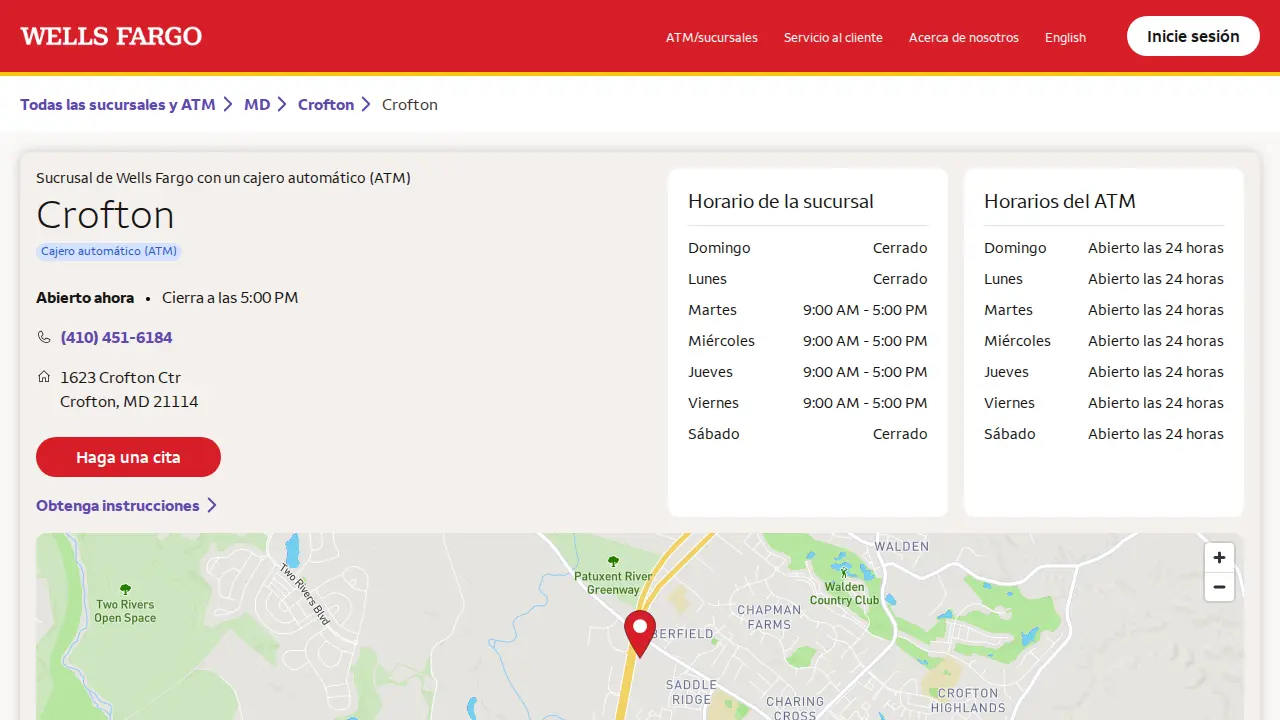 Wells Fargo Bank page